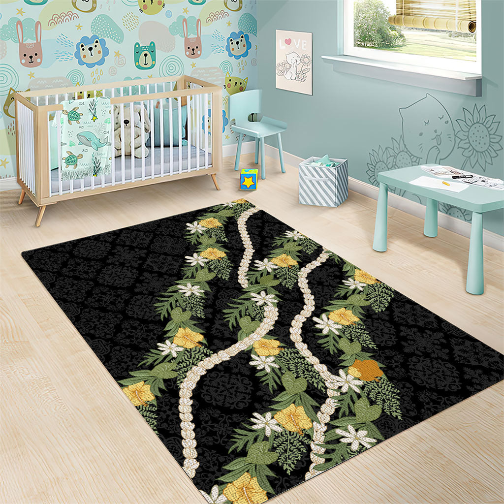 Puakenikeni Anthurium Pikake Lei Area Rug Hawaiian Quilt Pattern
