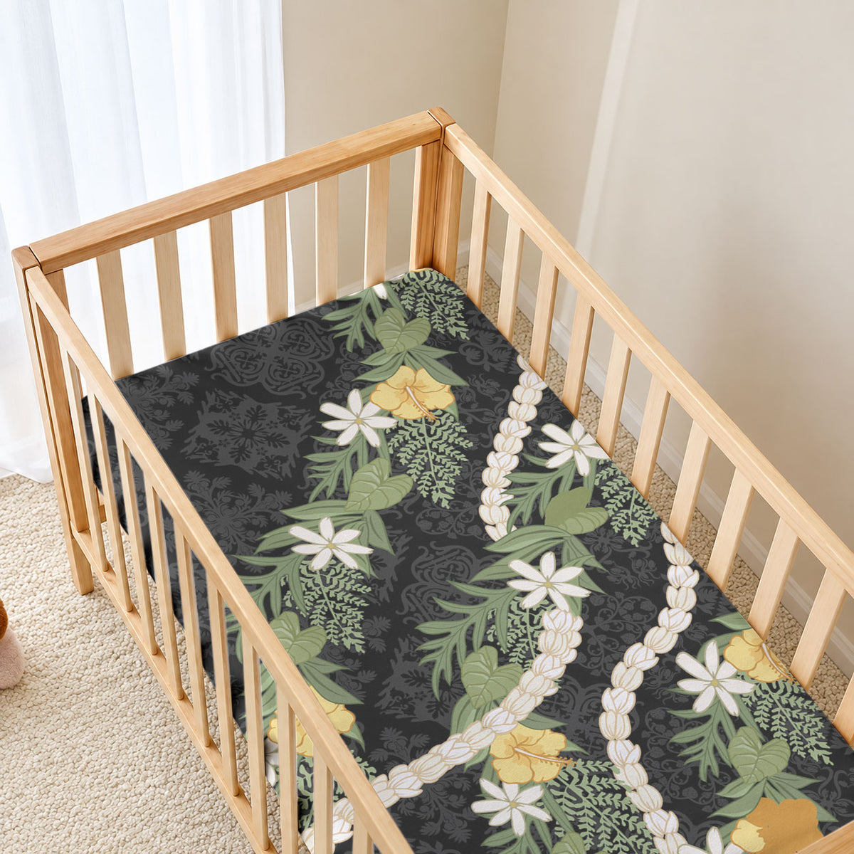 Puakenikeni Anthurium Pikake Lei Baby Bed Cover Hawaiian Quilt Pattern LT9 - Polynesian Pride