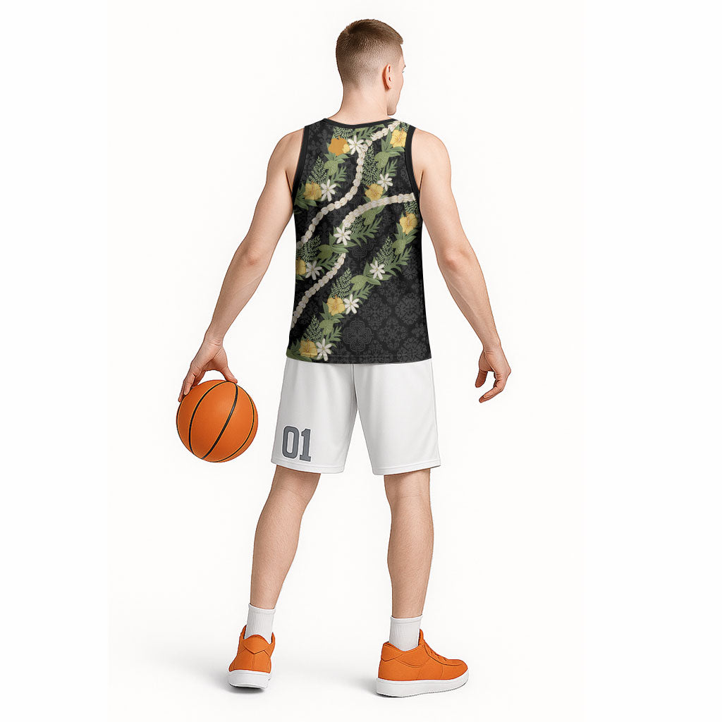 Puakenikeni Anthurium Pikake Lei Basketball Jersey Hawaiian Quilt Pattern LT9 - Polynesian Pride