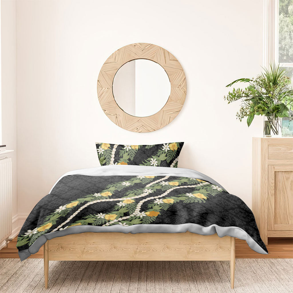 Puakenikeni Anthurium Pikake Lei Bedding Set Hawaiian Quilt Pattern LT9 - Polynesian Pride