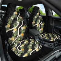 Puakenikeni Anthurium Pikake Lei Car Seat Cover Hawaiian Quilt Pattern LT9 One Size Black - Polynesian Pride