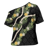 Puakenikeni Anthurium Pikake Lei Cross Shoulder Shirt Hawaiian Quilt Pattern LT9 - Polynesian Pride