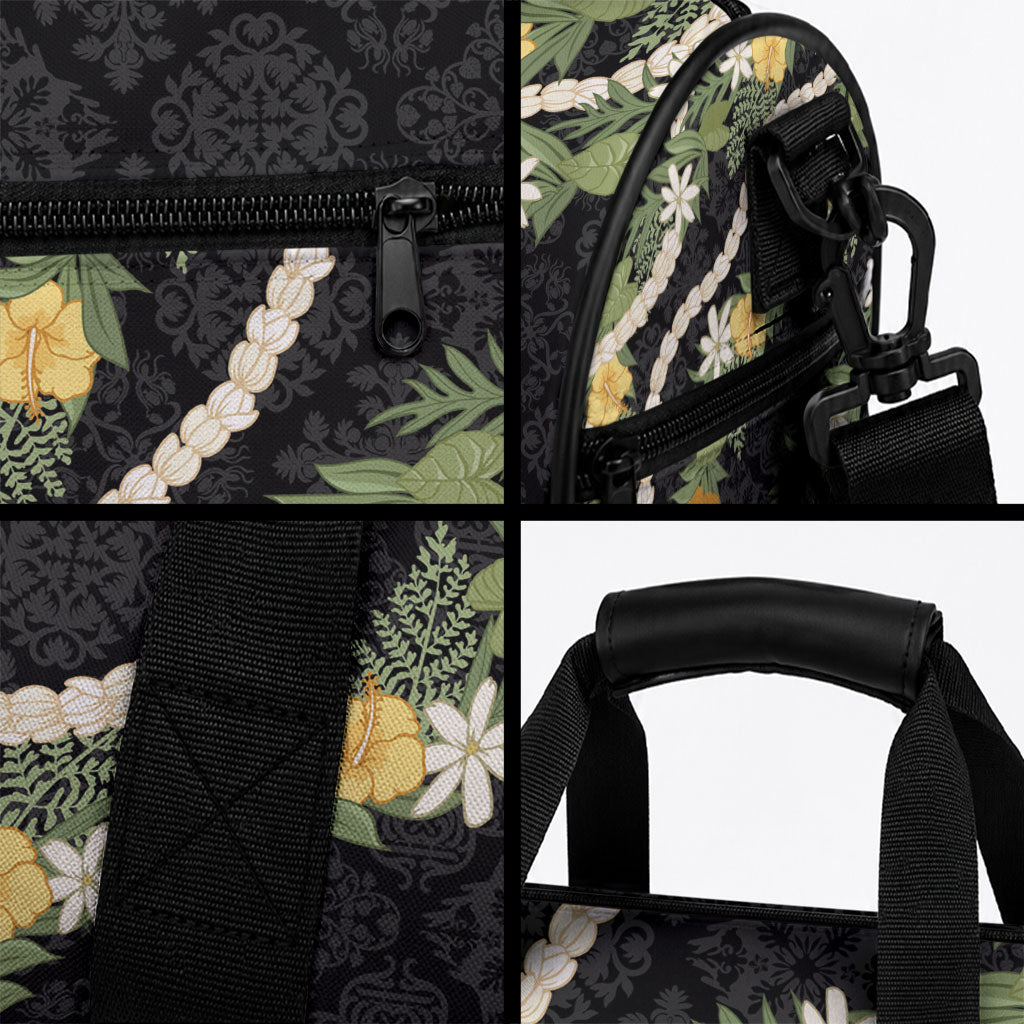 Puakenikeni Anthurium Pikake Lei Duffle Bag Hawaiian Quilt Pattern LT9 - Polynesian Pride