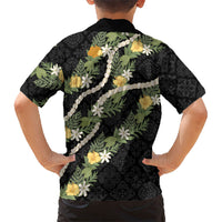 Puakenikeni Anthurium Pikake Lei Family Matching Mermaid Dress and Hawaiian Shirt Hawaiian Quilt Pattern LT9 - Polynesian Pride