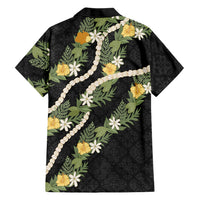 Puakenikeni Anthurium Pikake Lei Family Matching Off The Shoulder Long Sleeve Dress and Hawaiian Shirt Hawaiian Quilt Pattern LT9 - Polynesian Pride