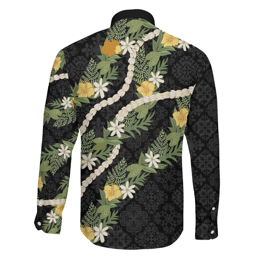 Puakenikeni Anthurium Pikake Lei Family Matching Off The Shoulder Long Sleeve Dress and Hawaiian Shirt Hawaiian Quilt Pattern LT9 - Polynesian Pride