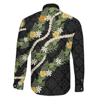 Puakenikeni Anthurium Pikake Lei Family Matching Off The Shoulder Long Sleeve Dress and Hawaiian Shirt Hawaiian Quilt Pattern LT9 - Polynesian Pride