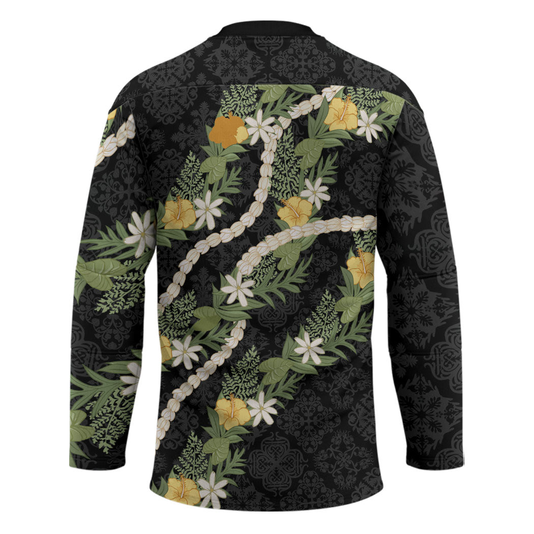 Puakenikeni Anthurium Pikake Lei Hockey Jersey Hawaiian Quilt Pattern LT9 - Polynesian Pride