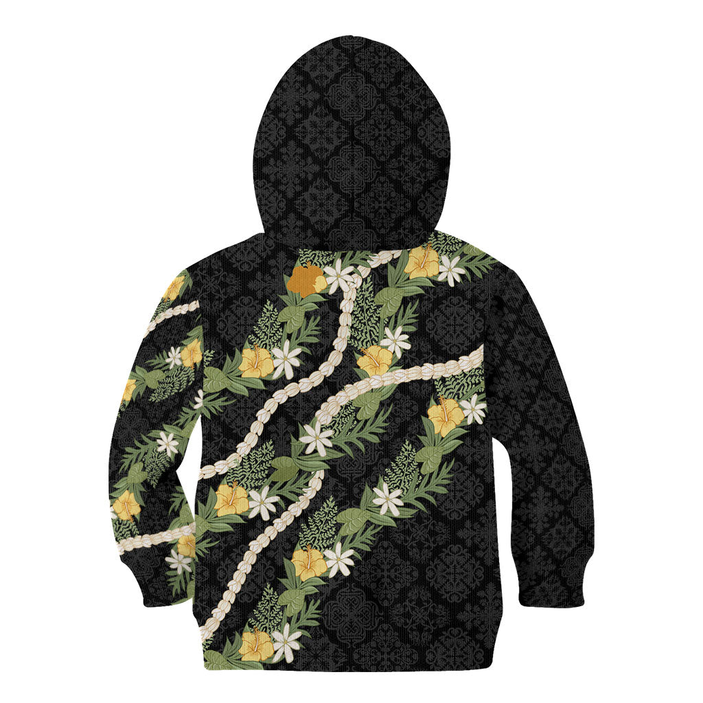 Puakenikeni Anthurium Pikake Lei Kid Hoodie Hawaiian Quilt Pattern LT9 - Polynesian Pride
