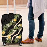 Puakenikeni Anthurium Pikake Lei Luggage Cover Hawaiian Quilt Pattern LT9 Black - Polynesian Pride