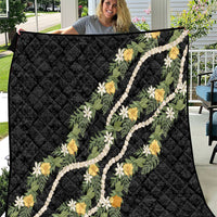 Puakenikeni Anthurium Pikake Lei Quilt Hawaiian Quilt Pattern LT9 Black - Polynesian Pride