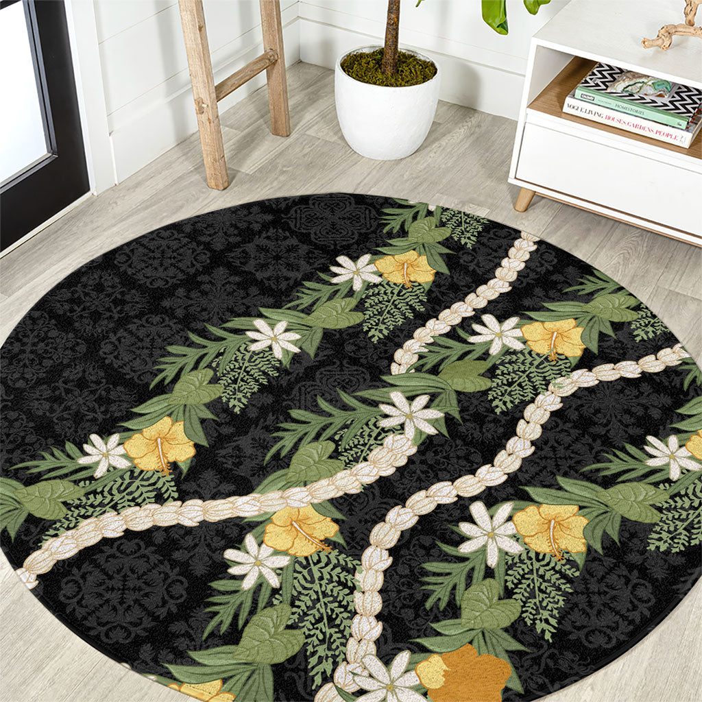 Puakenikeni Anthurium Pikake Lei Round Carpet Hawaiian Quilt Pattern