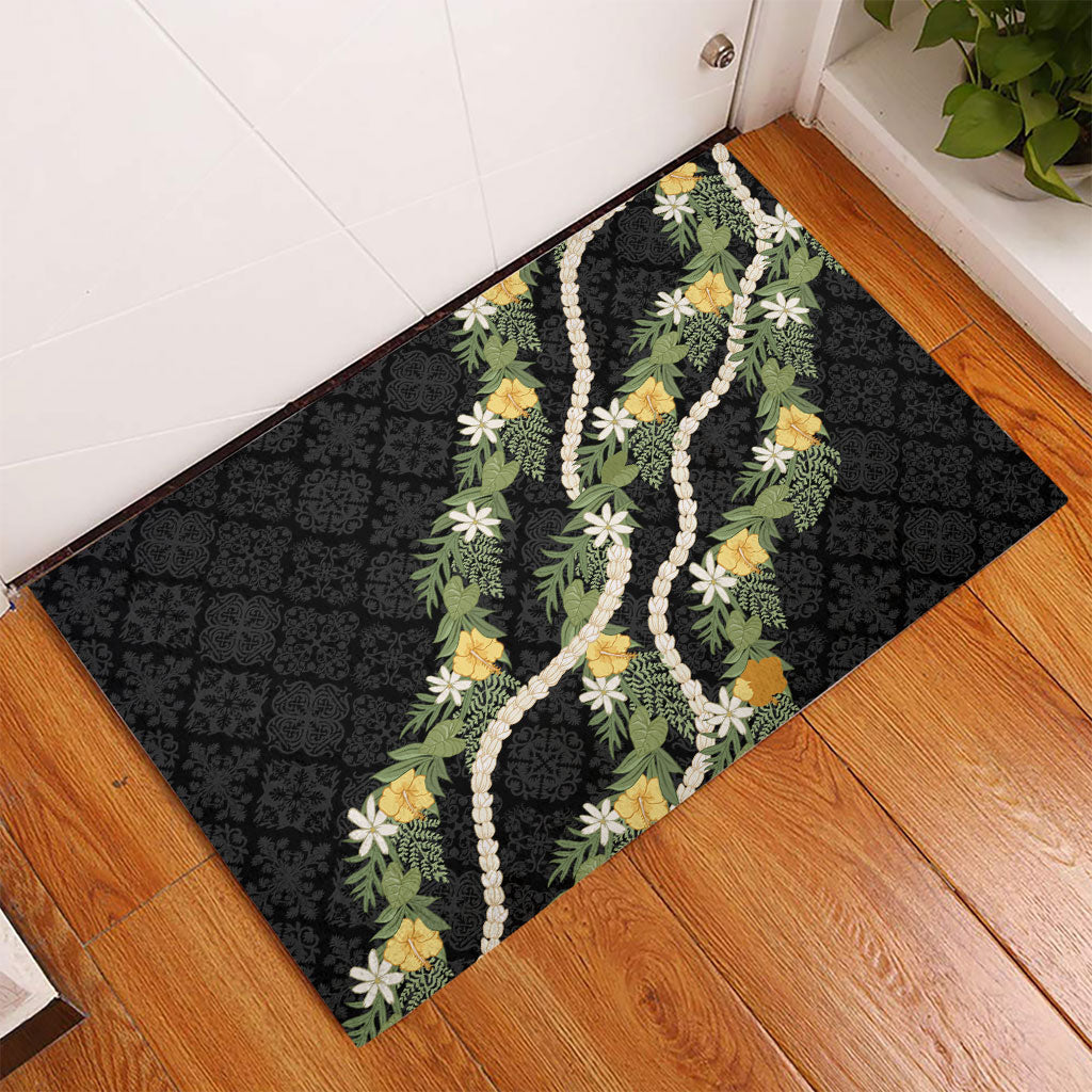Puakenikeni Anthurium Pikake Lei Rubber Doormat Hawaiian Quilt Pattern
