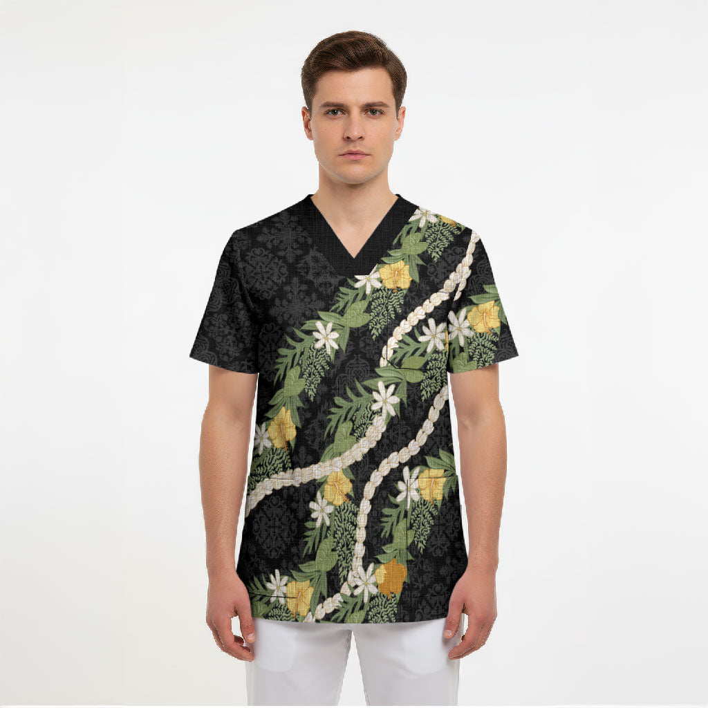 Puakenikeni Anthurium Pikake Lei Scrub Top Hawaiian Quilt Pattern LT9 - Polynesian Pride