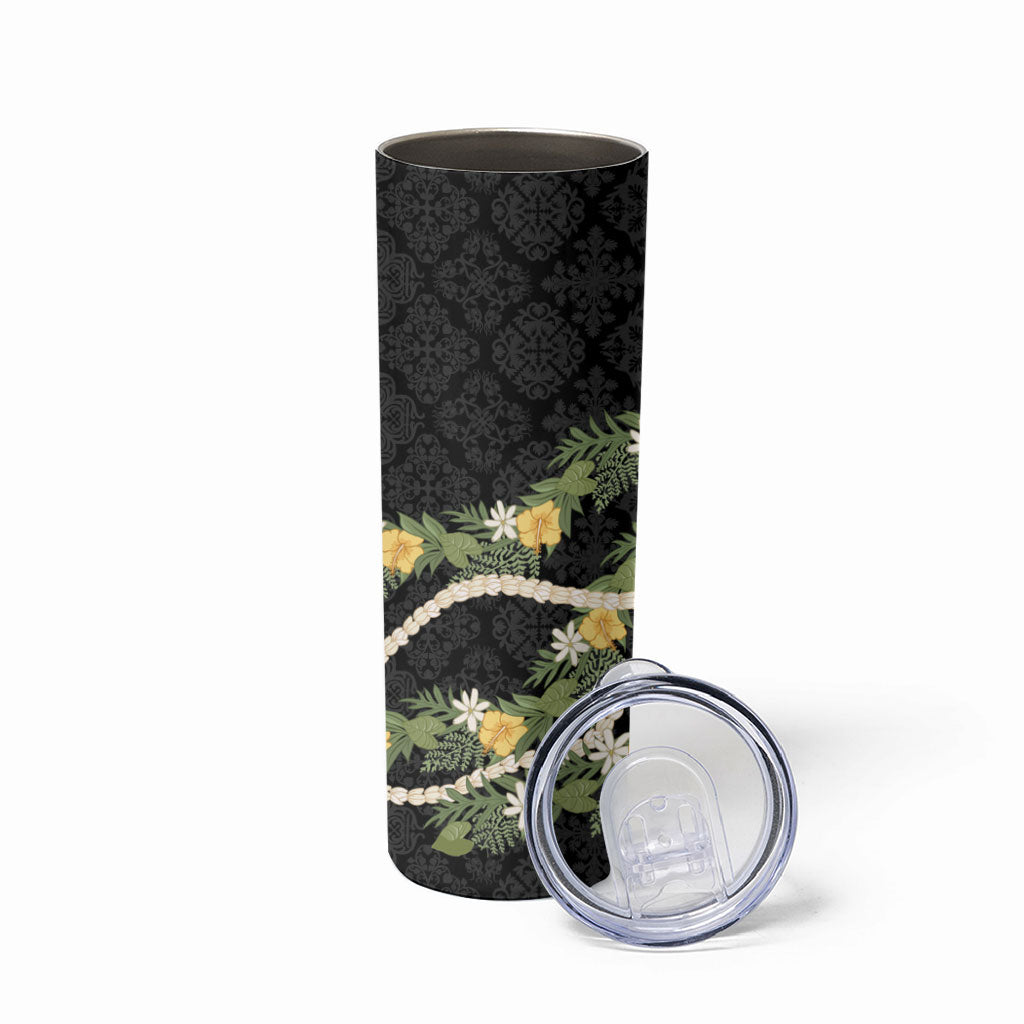 Puakenikeni Anthurium Pikake Lei Skinny Tumbler Hawaiian Quilt Pattern LT9 - Polynesian Pride