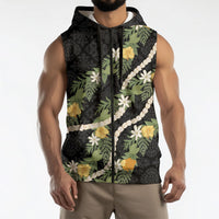 Puakenikeni Anthurium Pikake Lei Sleeveless Zip Hoodie Hawaiian Quilt Pattern LT9 - Polynesian Pride