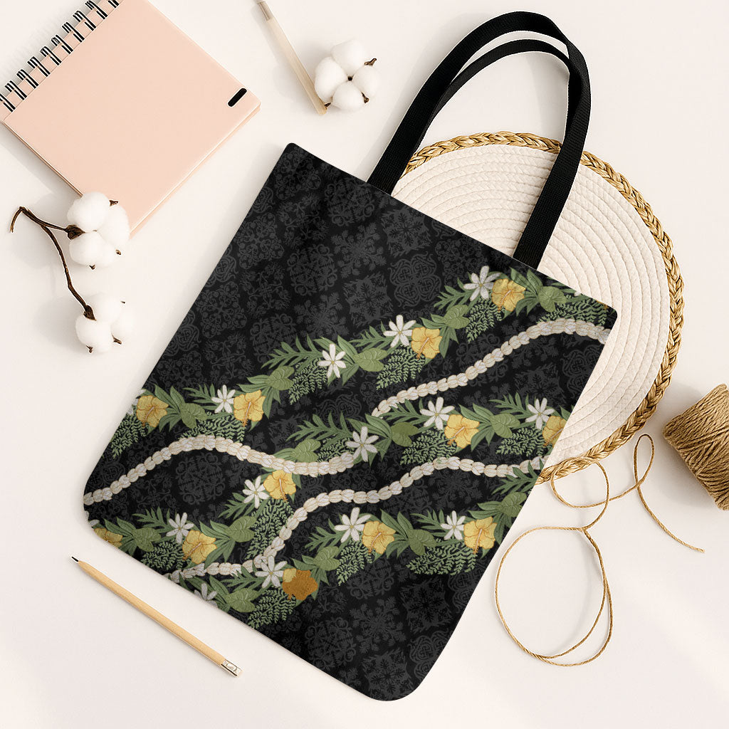 Puakenikeni Anthurium Pikake Lei Tote Bag Hawaiian Quilt Pattern