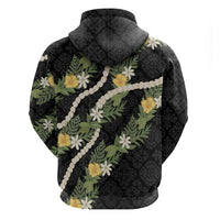 Puakenikeni Anthurium Pikake Lei Zip Hoodie Hawaiian Quilt Pattern LT9 - Polynesian Pride