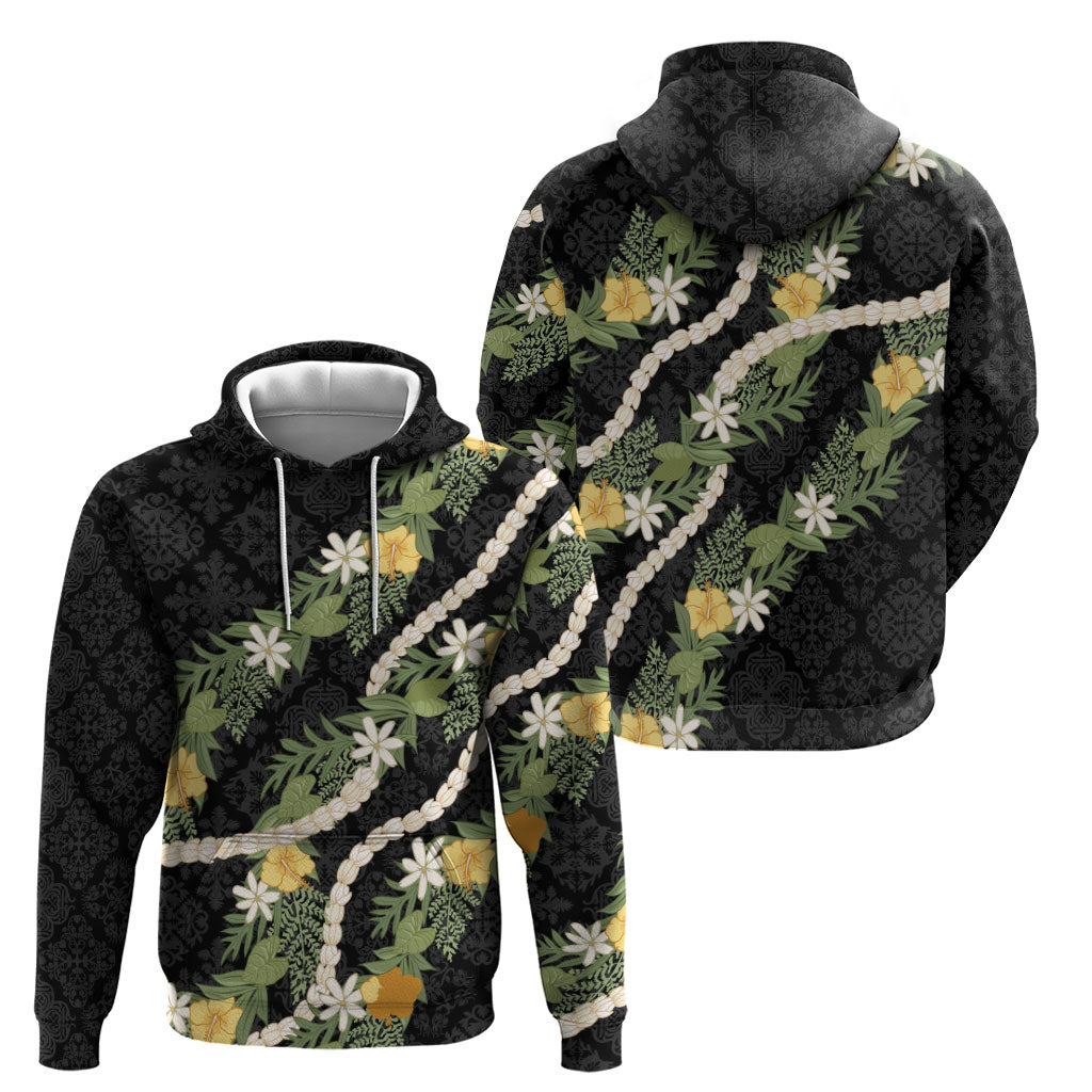 Puakenikeni Anthurium Pikake Lei Zip Hoodie Hawaiian Quilt Pattern LT9 - Polynesian Pride