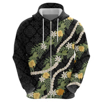 Puakenikeni Anthurium Pikake Lei Zip Hoodie Hawaiian Quilt Pattern LT9 - Polynesian Pride