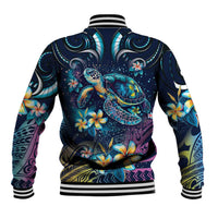 Plumeria Turtles Traditional Tribal Baseball Jacket