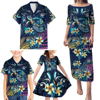 Plumeria Turtles Traditional Tribal Family Matching Puletasi and Hawaiian Shirt LT9 - Polynesian Pride