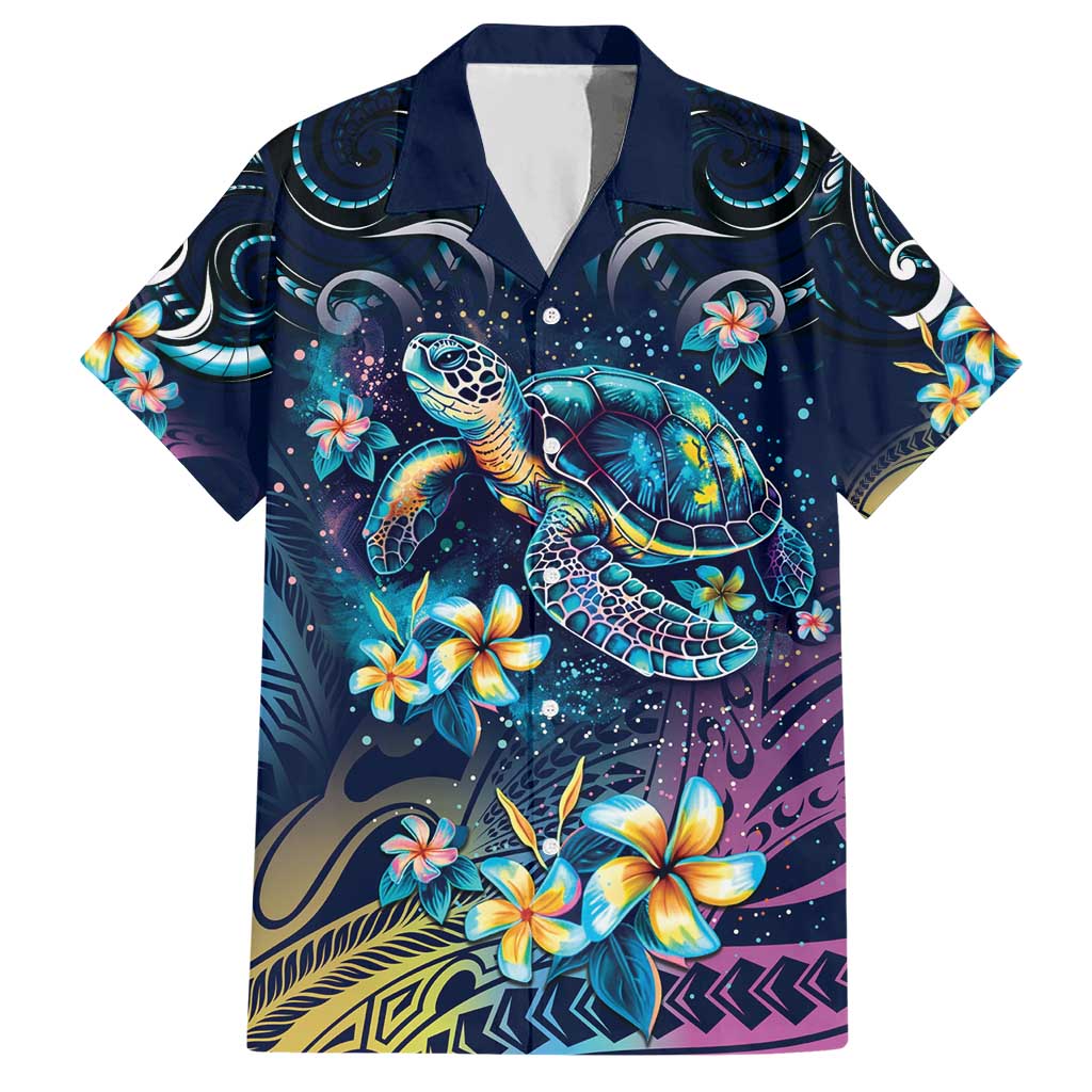 Plumeria Turtles Traditional Tribal Hawaiian Shirt