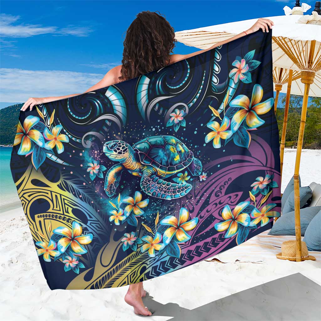 Plumeria Turtles Traditional Tribal Sarong