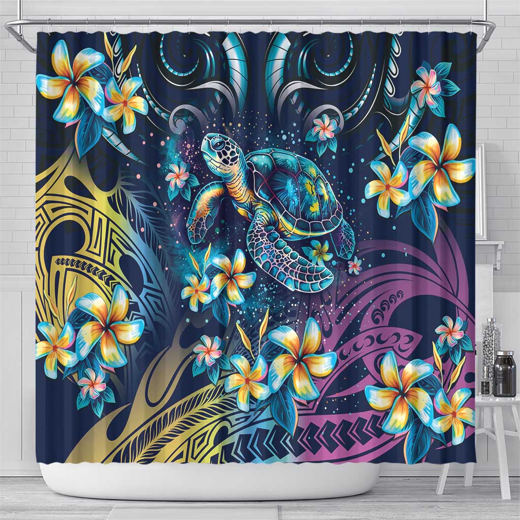 Plumeria Turtles Traditional Tribal Shower Curtain