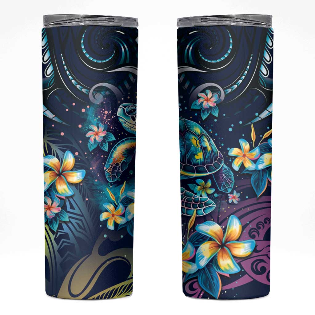 Plumeria Turtles Traditional Tribal Skinny Tumbler