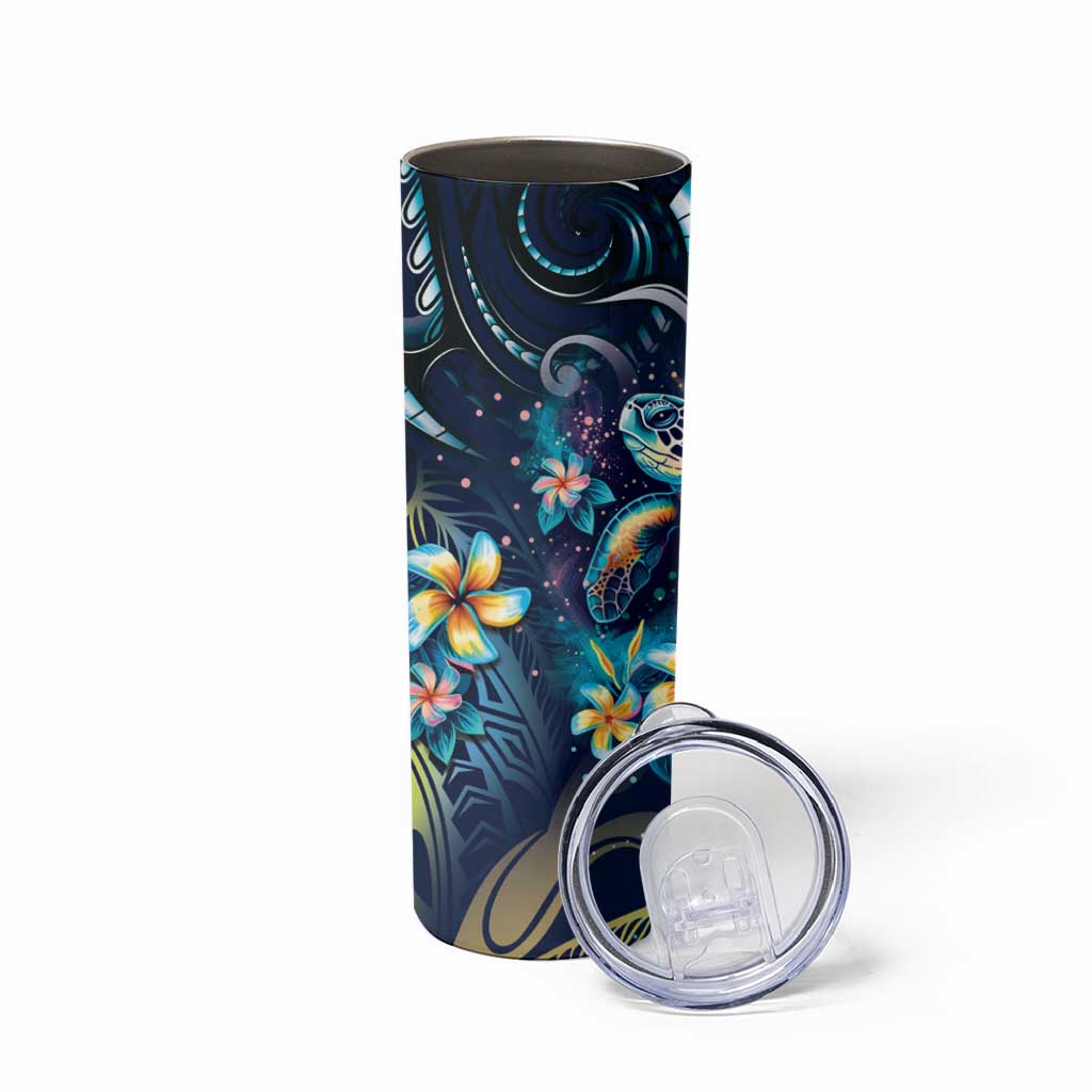 Plumeria Turtles Traditional Tribal Skinny Tumbler