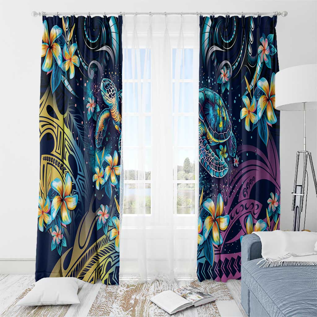 Plumeria Turtles Traditional Tribal Window Curtain