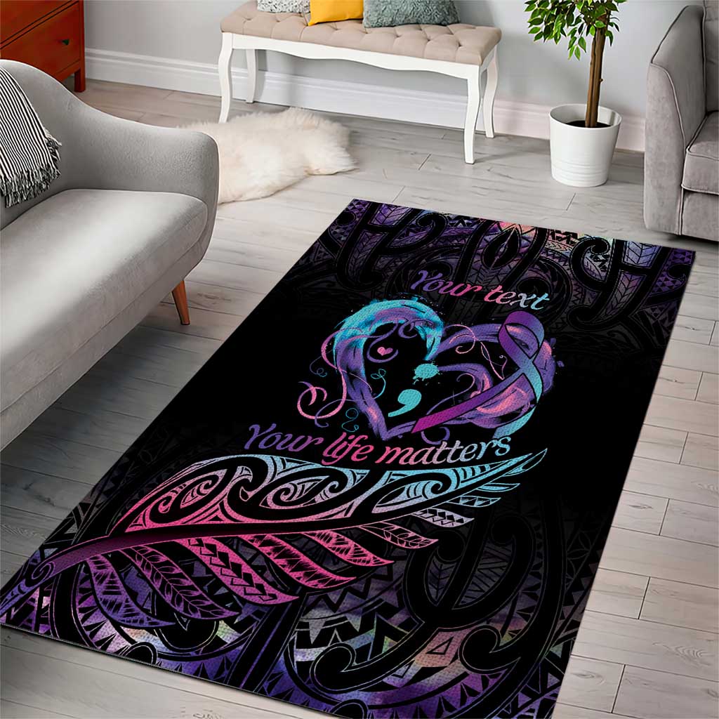 Personalised Your Life Matters Area Rug Suicide Prevention Awareness Semicolon Heart