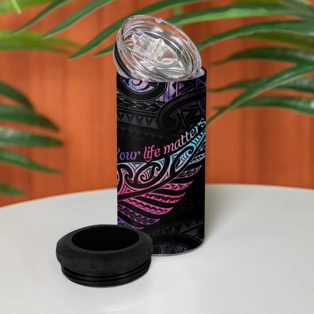 Personalised Your Life Matters 4 in 1 Can Cooler Tumbler Suicide Prevention Awareness Semicolon Heart