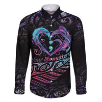 Personalised Your Life Matters Family Matching Short Sleeve Bodycon Dress and Hawaiian Shirt Suicide Prevention Awareness Semicolon Heart