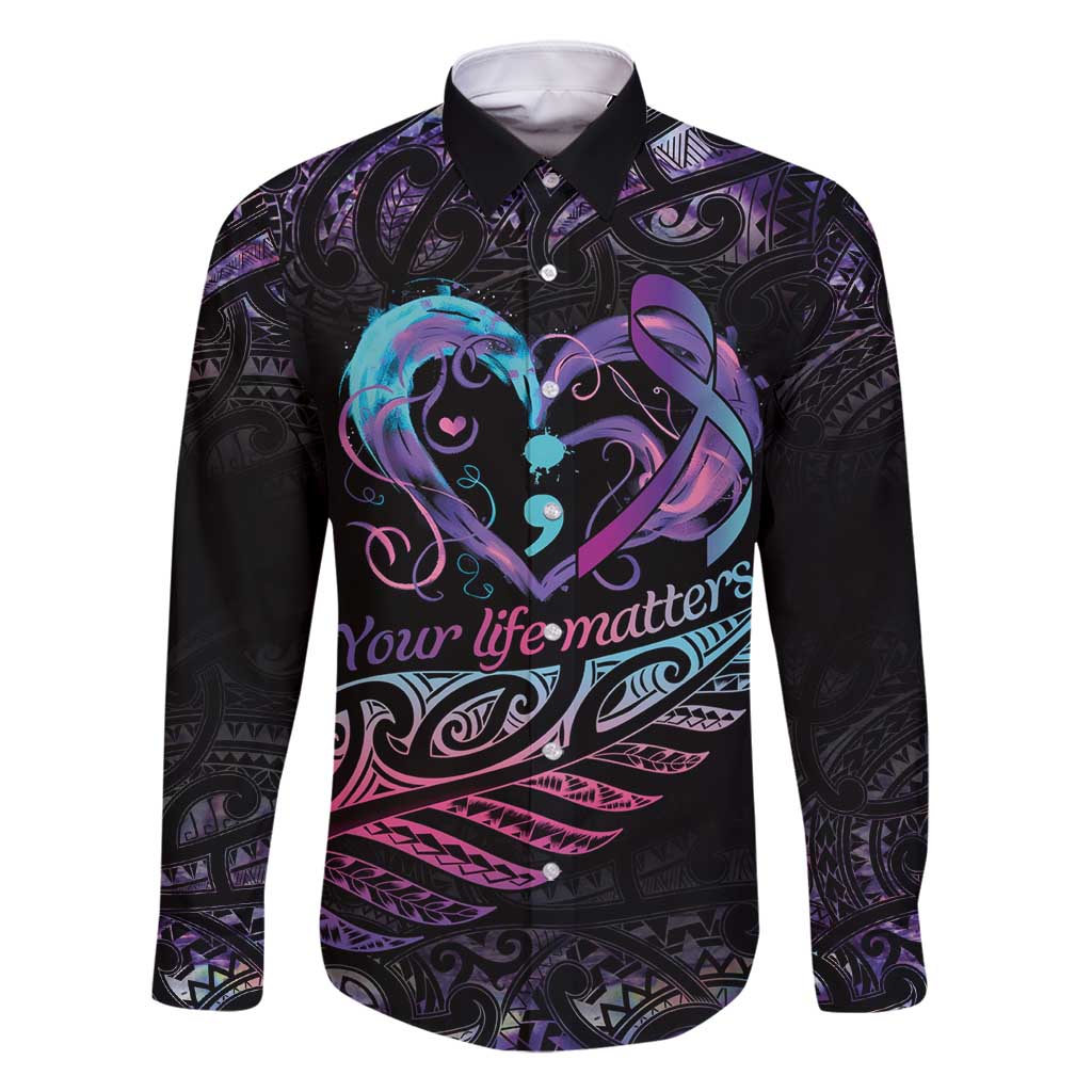 Personalised Your Life Matters Family Matching Tank Maxi Dress and Hawaiian Shirt Suicide Prevention Awareness Semicolon Heart