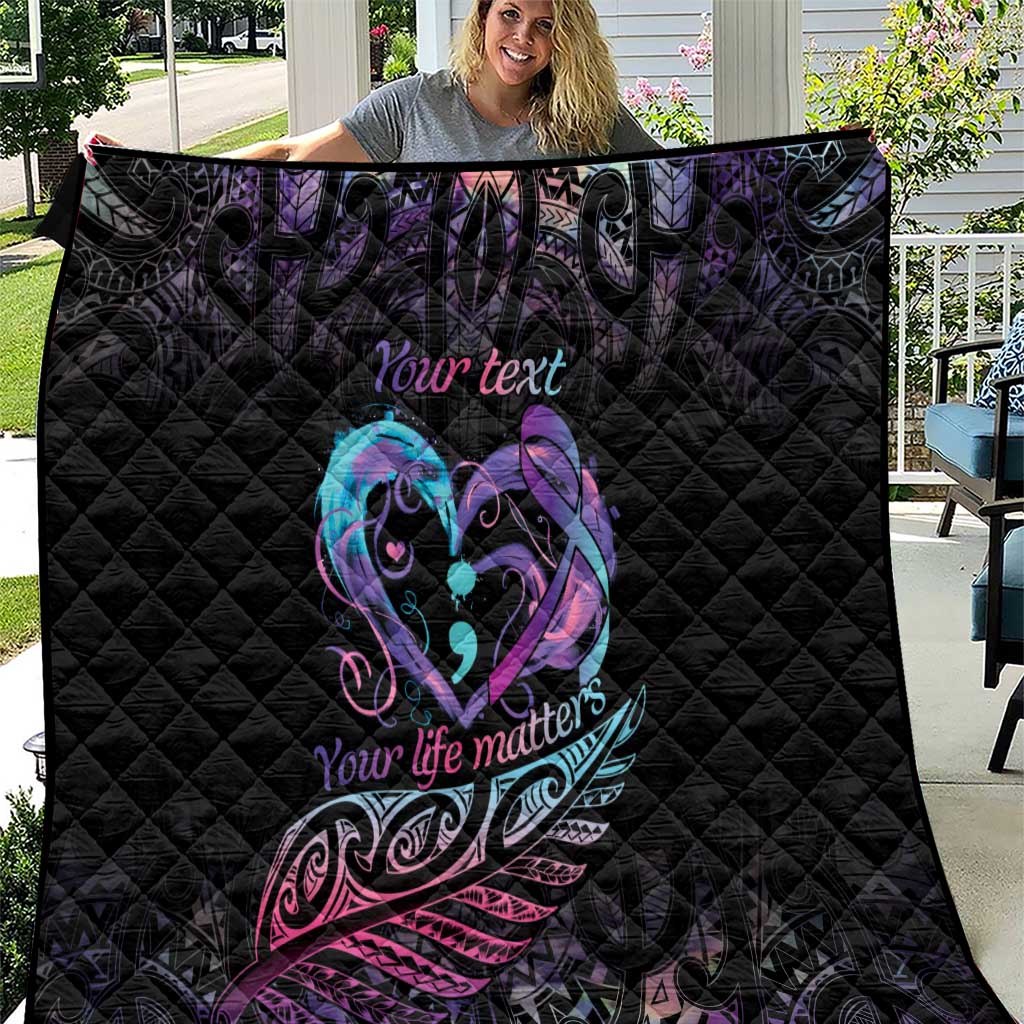 Personalised Your Life Matters Quilt Suicide Prevention Awareness Semicolon Heart