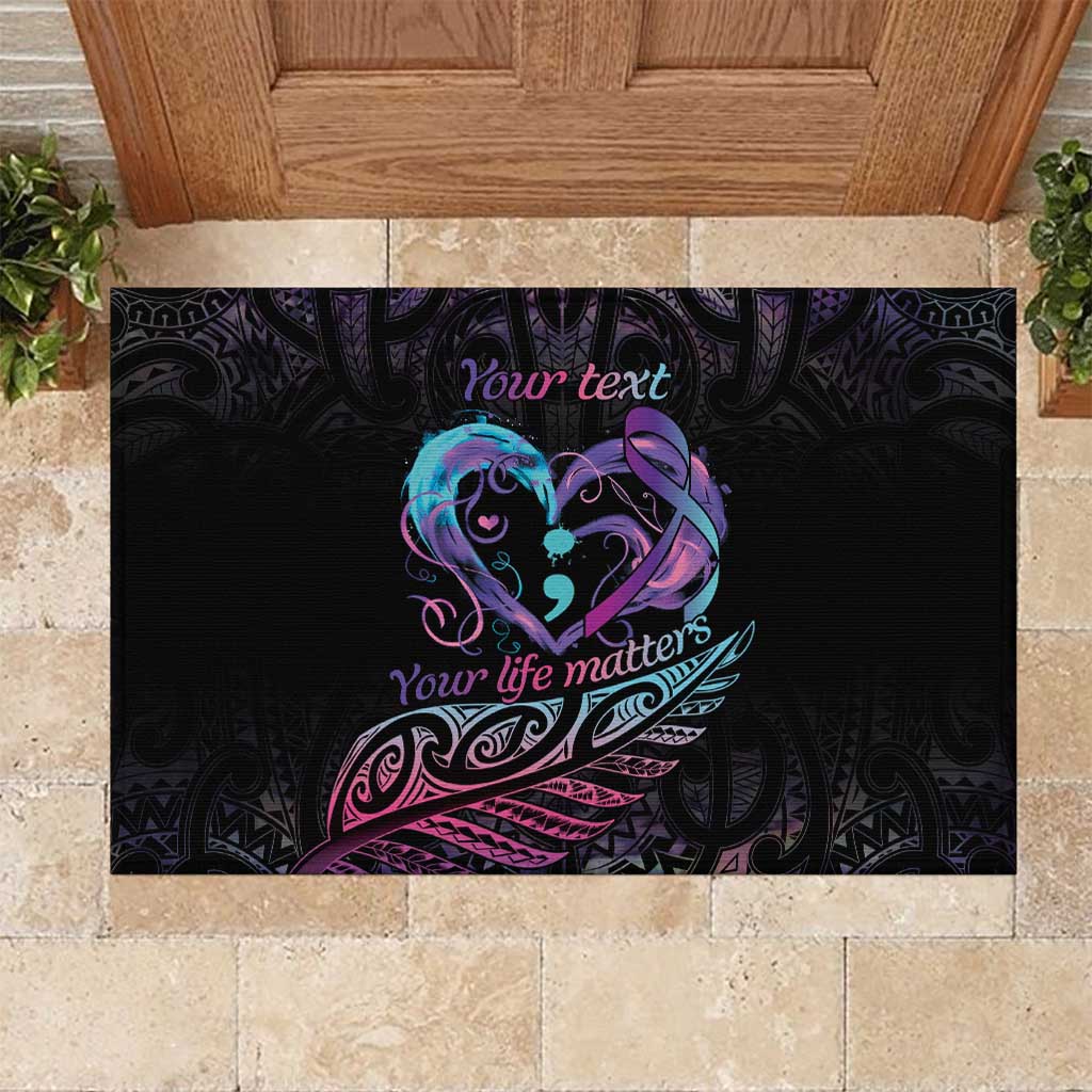 Personalised Your Life Matters Rubber Doormat Suicide Prevention Awareness Semicolon Heart