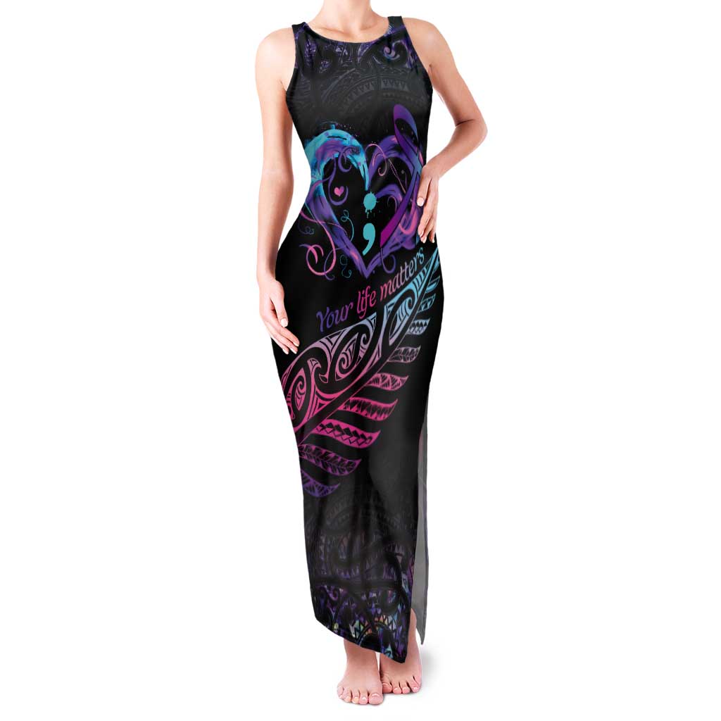 Personalised Your Life Matters Tank Maxi Dress Suicide Prevention Awareness Semicolon Heart
