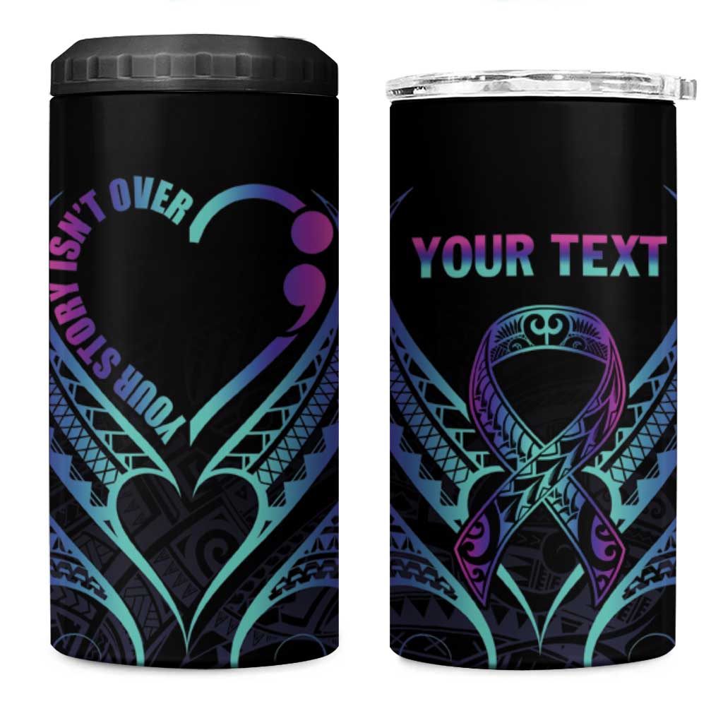 Personalised Your Story Isn't Over 4 in 1 Can Cooler Tumbler Suicide Prevention Awareness Semicolon Heart