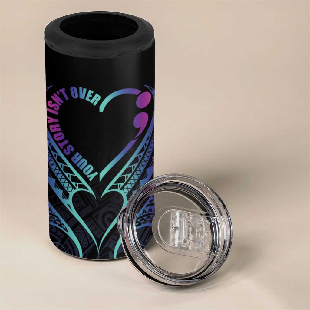 Personalised Your Story Isn't Over 4 in 1 Can Cooler Tumbler Suicide Prevention Awareness Semicolon Heart
