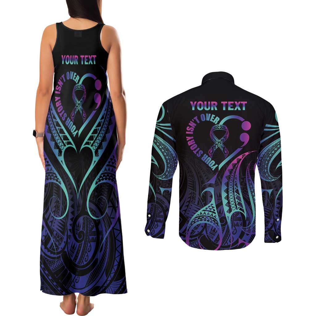Personalised Your Story Isn't Over Couples Matching Tank Maxi Dress and Long Sleeve Button Shirt Suicide Prevention Awareness Semicolon Heart