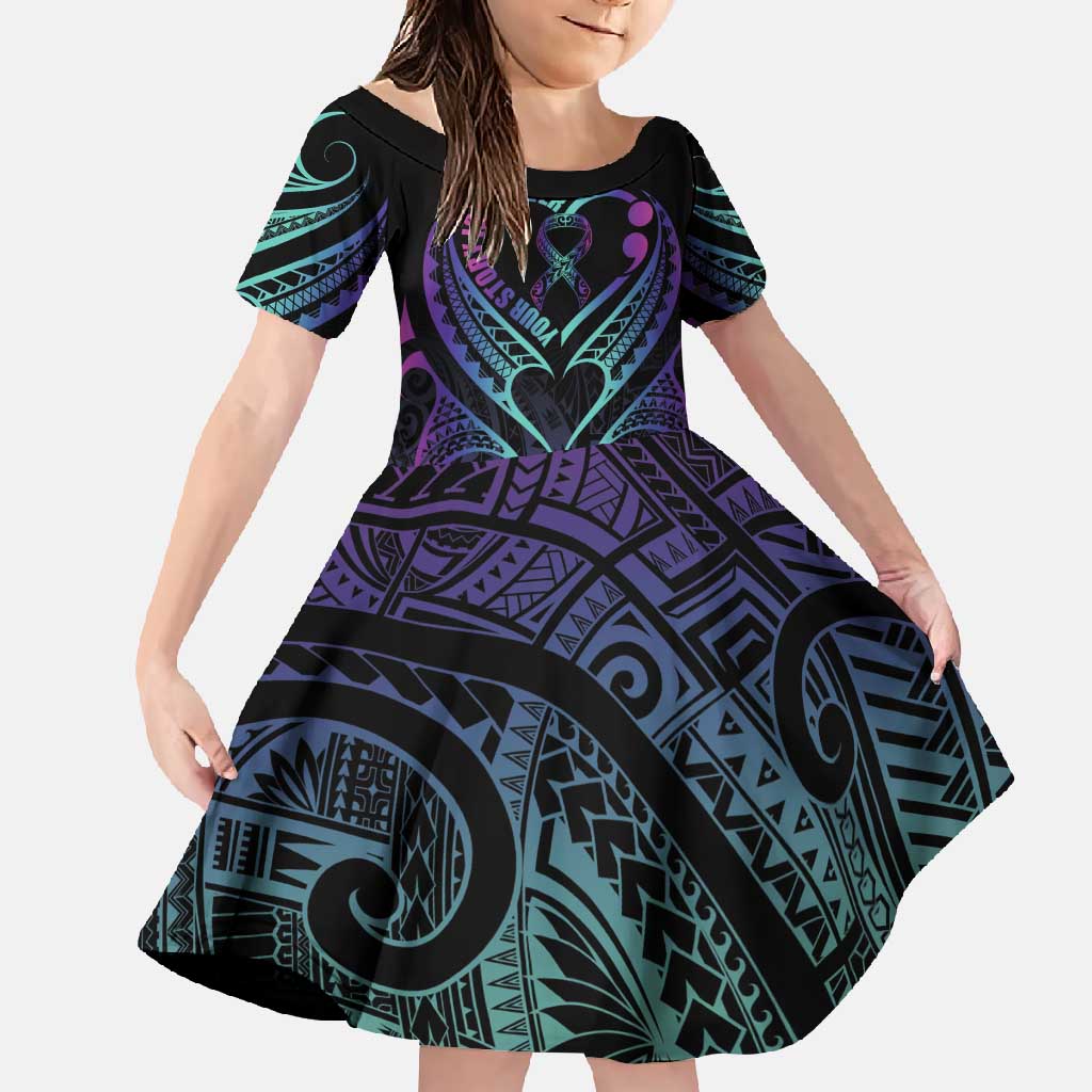 Personalised Your Story Isn't Over Family Matching Mermaid Dress and Hawaiian Shirt Suicide Prevention Awareness Semicolon Heart