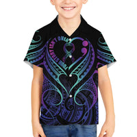 Personalised Your Story Isn't Over Family Matching Off Shoulder Short Dress and Hawaiian Shirt Suicide Prevention Awareness Semicolon Heart