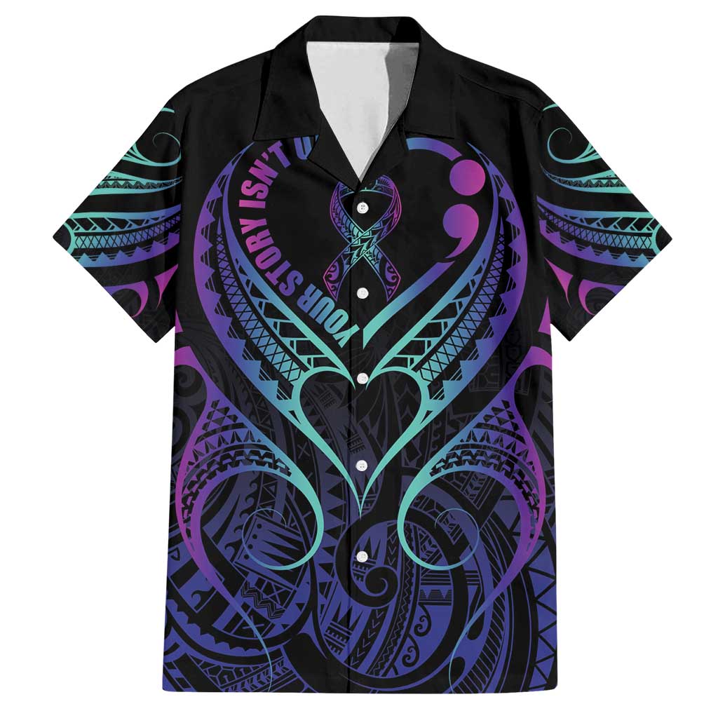 Personalised Your Story Isn't Over Family Matching Tank Maxi Dress and Hawaiian Shirt Suicide Prevention Awareness Semicolon Heart