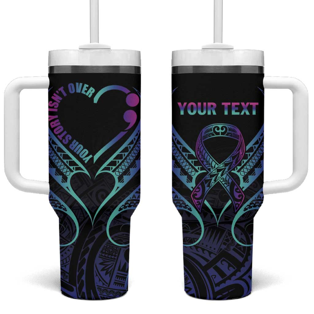 Personalised Your Story Isn't Over Tumbler With Handle Suicide Prevention Awareness Semicolon Heart