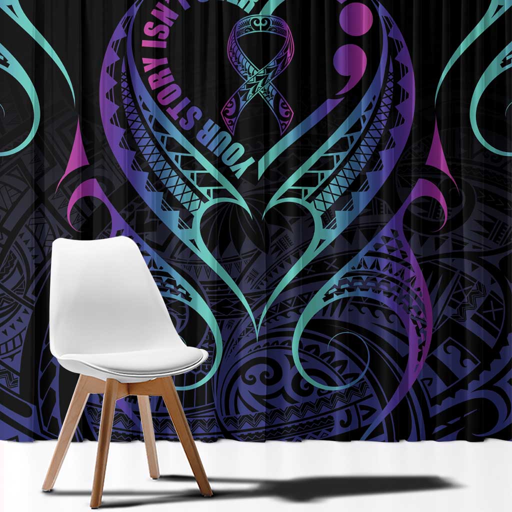 Personalised Your Story Isn't Over Window Curtain Suicide Prevention Awareness Semicolon Heart