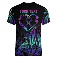 Personalised Your Story Isn't Over Women V-Neck T-Shirt Suicide Prevention Awareness Semicolon Heart