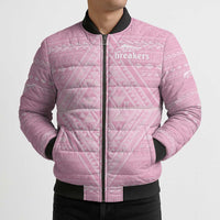 Custom New Zealand Basketball Indigenous Bomber Puffer Jacket - Polynesian Pride