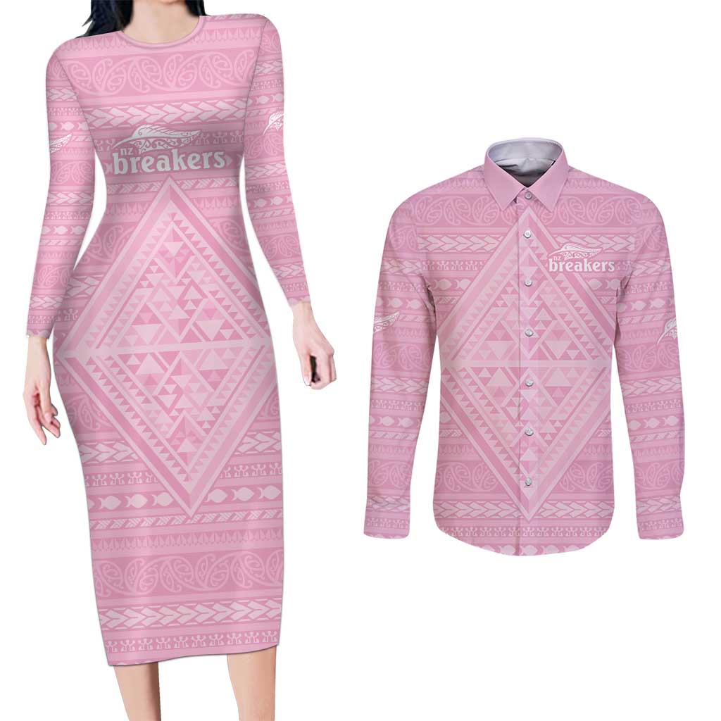 Custom New Zealand Basketball Indigenous Couples Matching Long Sleeve Bodycon Dress and Long Sleeve Button Shirt - Polynesian Pride